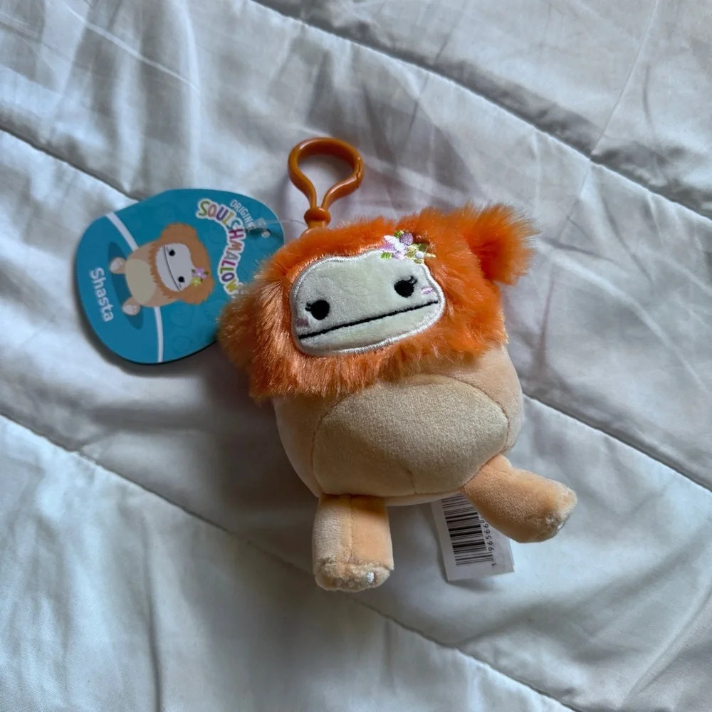 🆕🧡 Squishmallows Shasta the Orange Flower Bigfoot Clip 3.5”